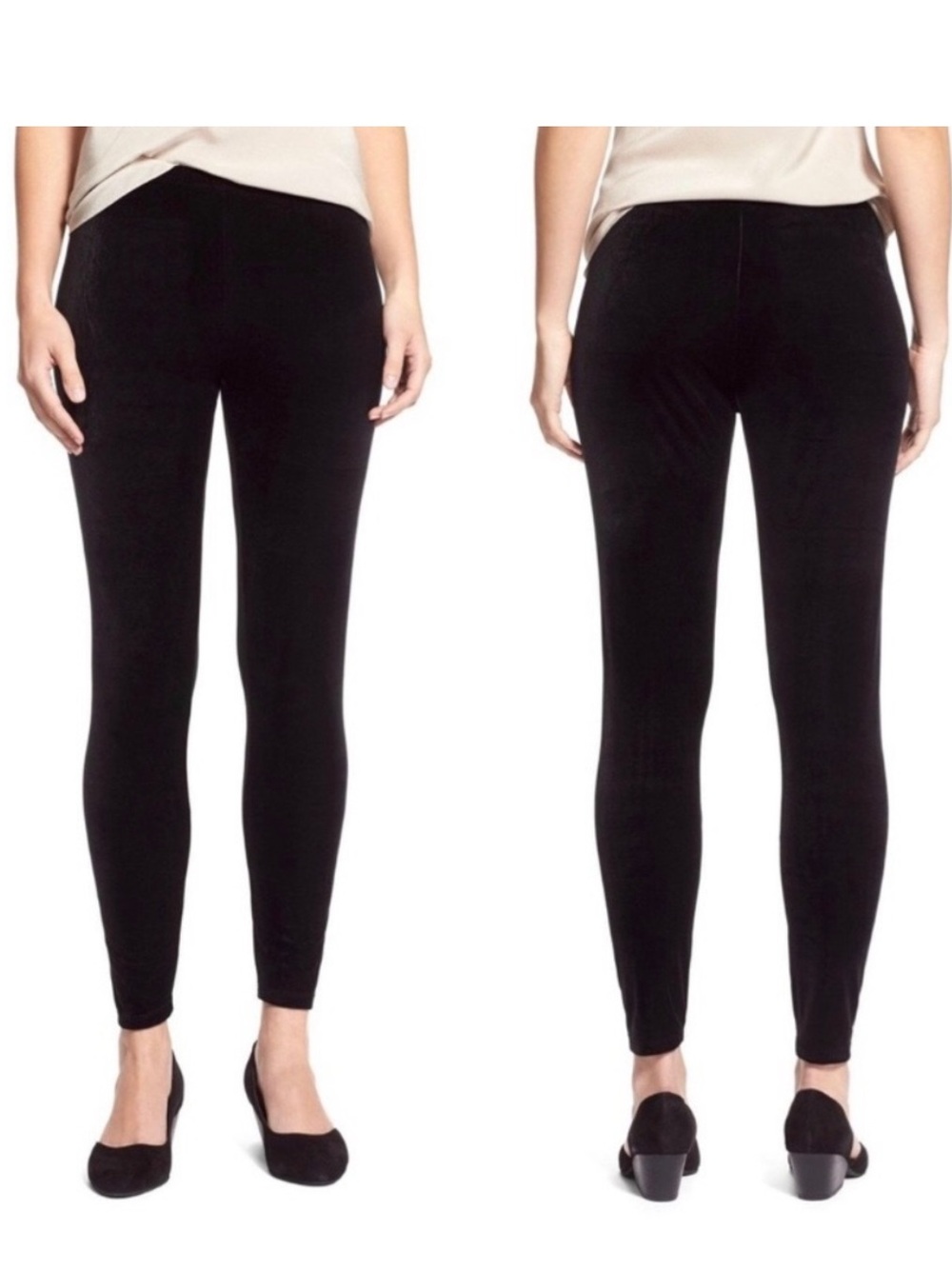Eileen Fisher Stretch Velvet Leggings Women’s Size XL Mid Rise Elastic Waist